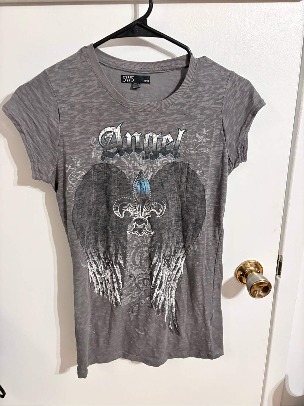 SWS 'Angel' Graphic Tee in Heather Gray